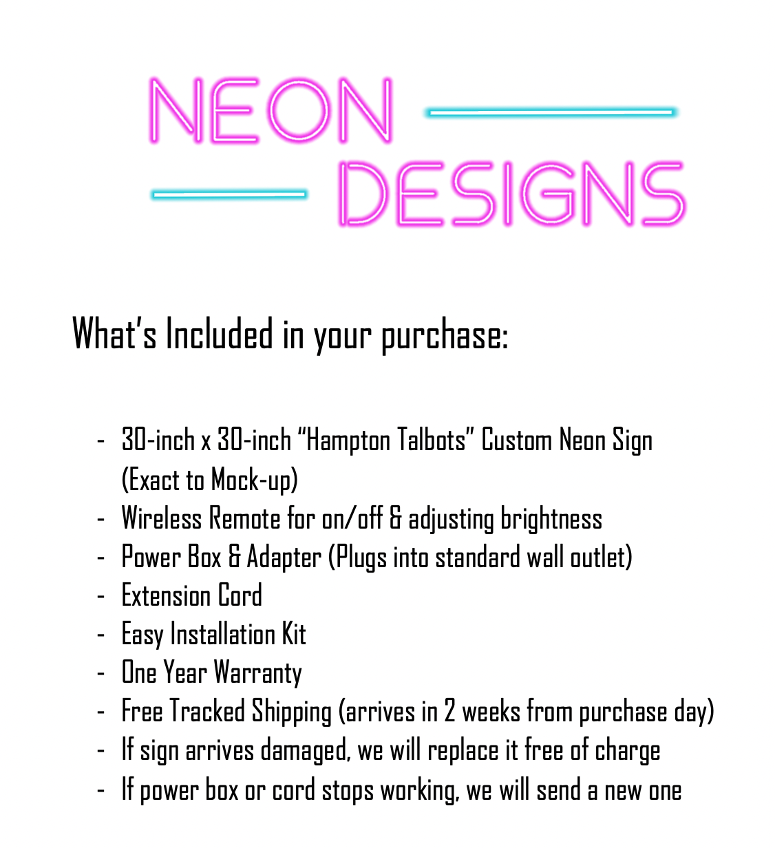 Hampton Talbots - Premium Neon Artwork