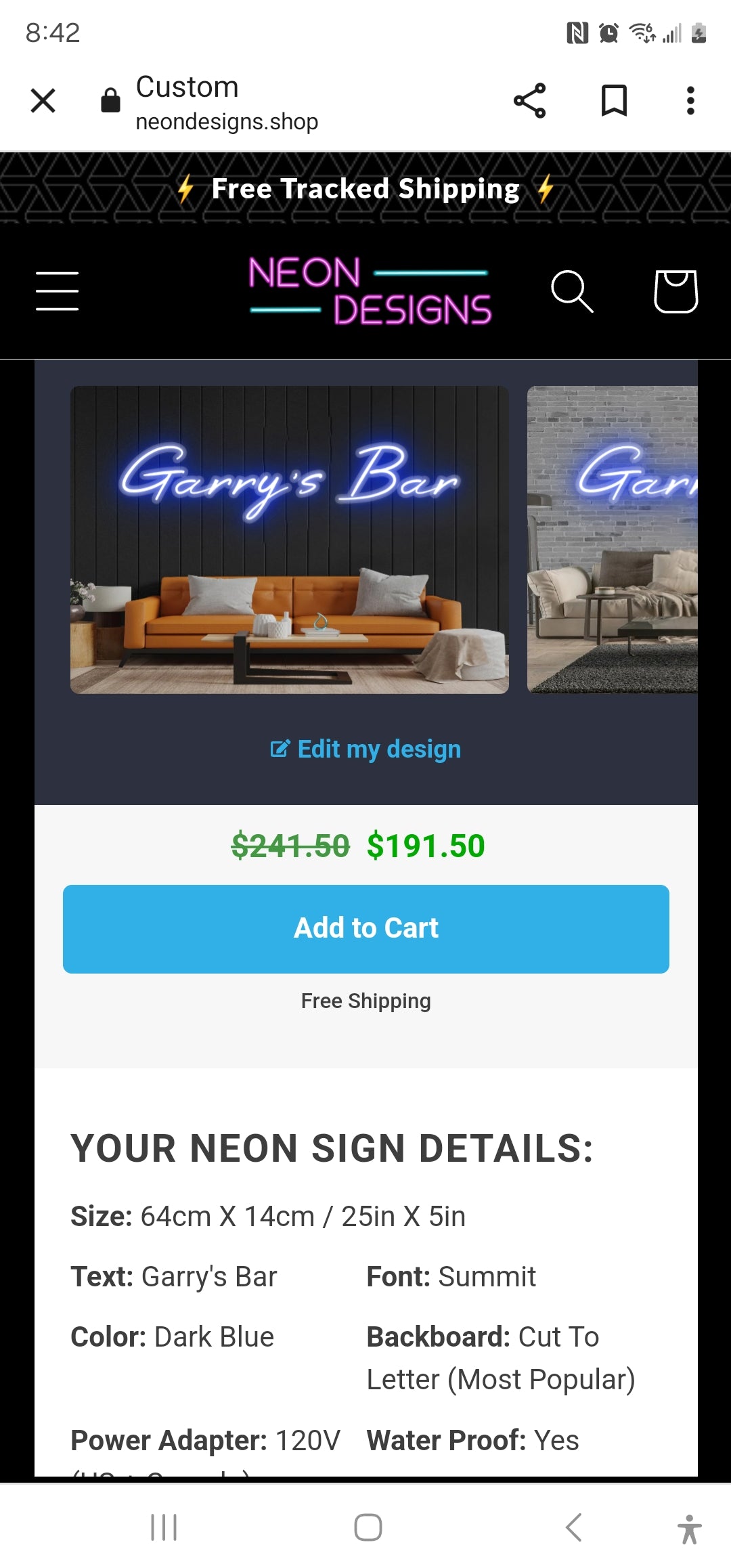 Garry's Bar (red and blue) - Premium Neon Artwork