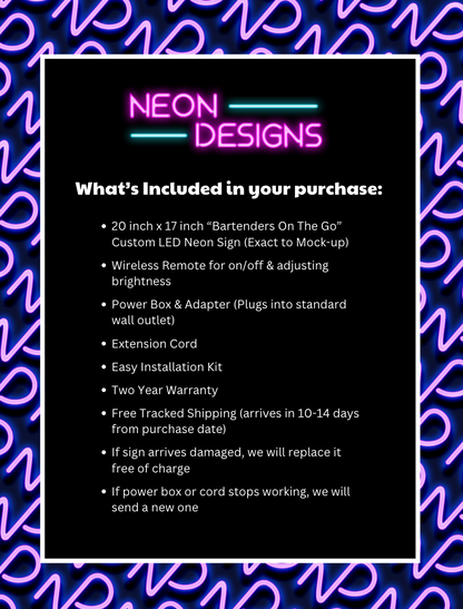 Bartenders On The Go  – Premium Neon Artwork