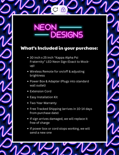 Kappa Alpha Psi Fraternity - Premium Neon Artwork