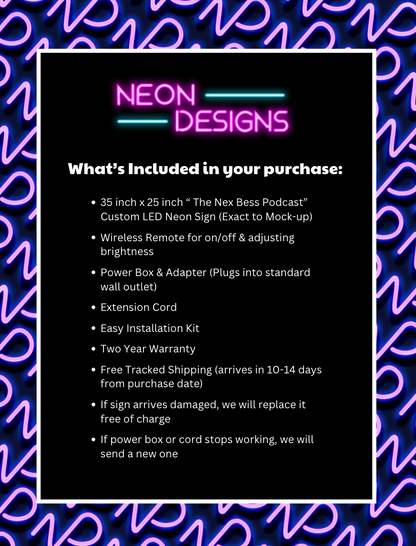 The Nex Bess Podcast - Premiun Neon Artwork