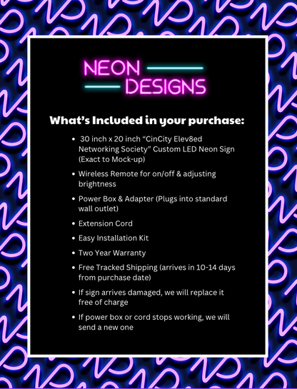 CinCity Elev8ed Networking Society - Premium Neon Artwork