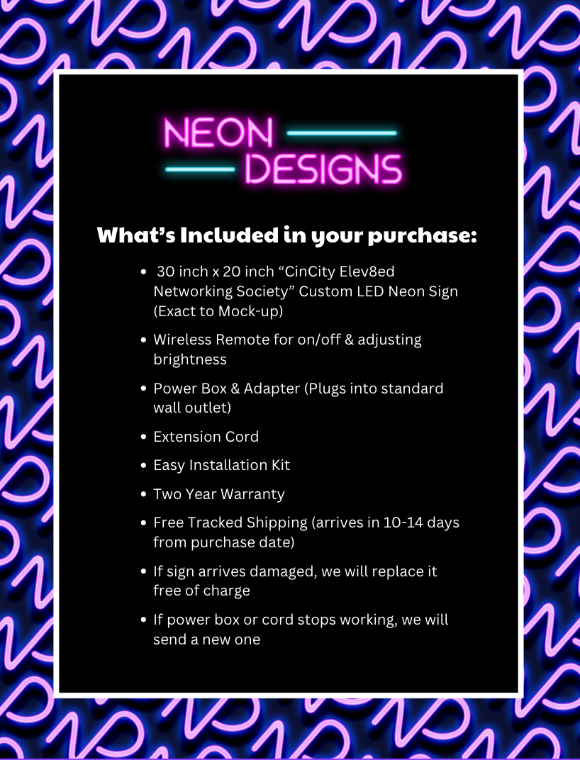 CinCity Elev8ed Networking Society - Premium Neon Artwork