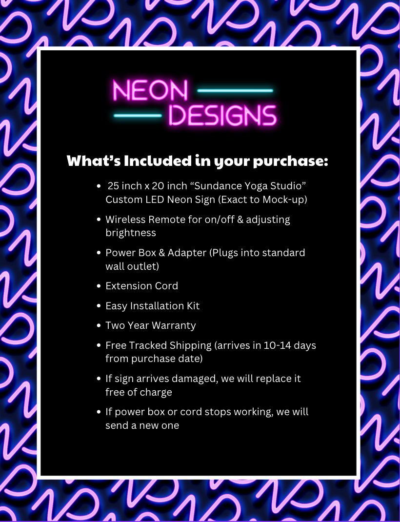 Sundance Yoga Studio - Premium Neon Artwork
