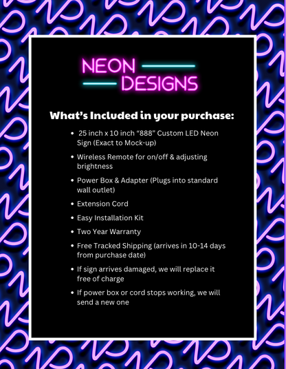 888 - Premium Neon Artwork