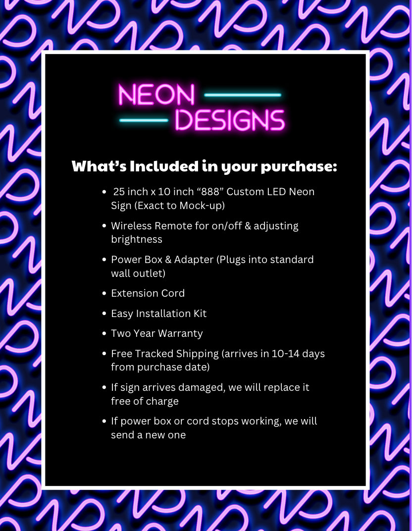 888 - Premium Neon Artwork