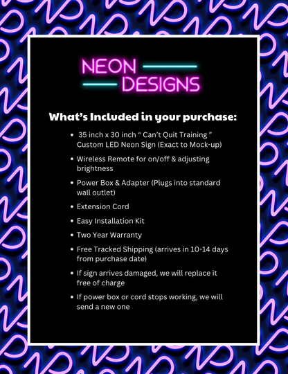 Can't Quit Training - Premium Neon Artwork