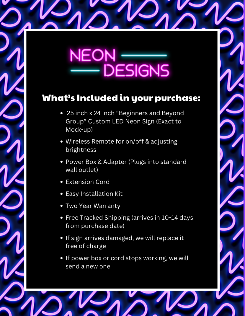 Beginners and Beyond Group - Premium Neon Artwork