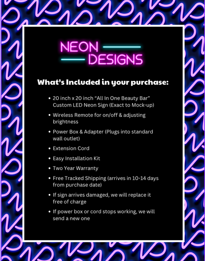 All In One Beauty Bar - Premium Neon Artwork