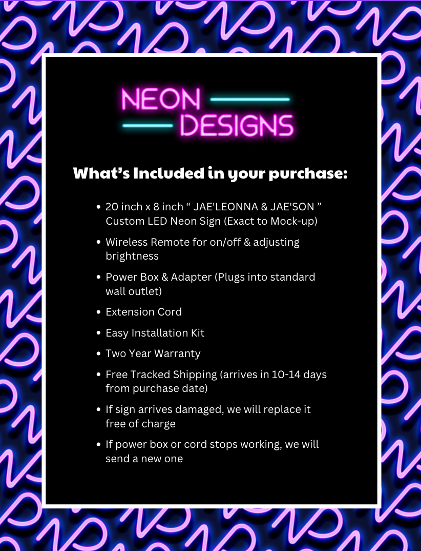 JAE'LEONNA & JAE'SON - Premium Neon Artwork