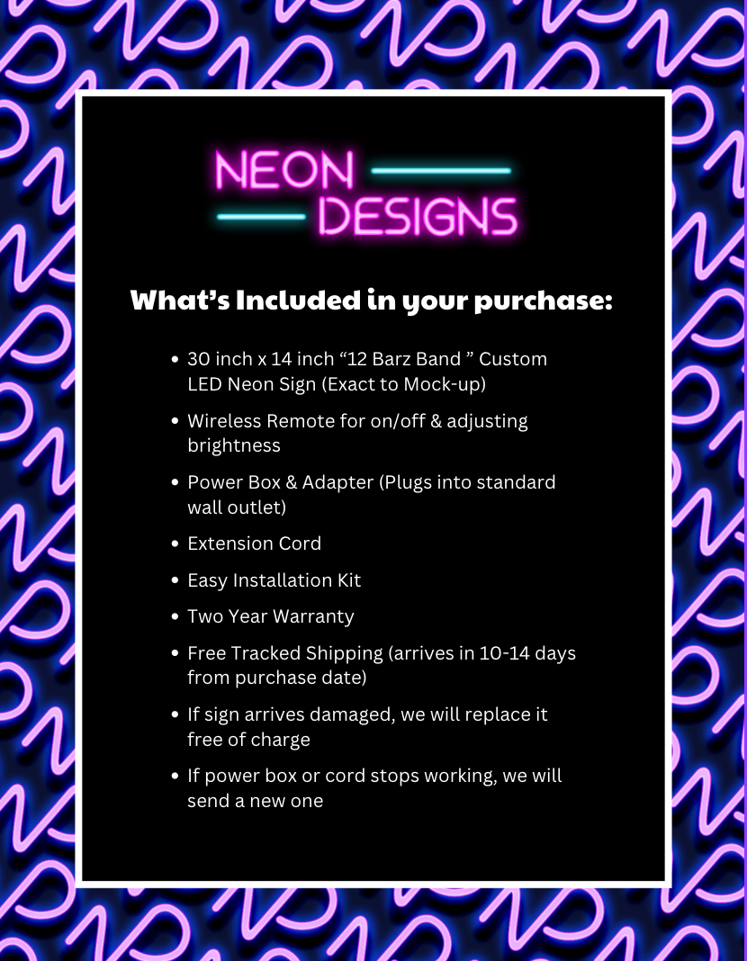 12 Barz Band - Premium Neon Artwork