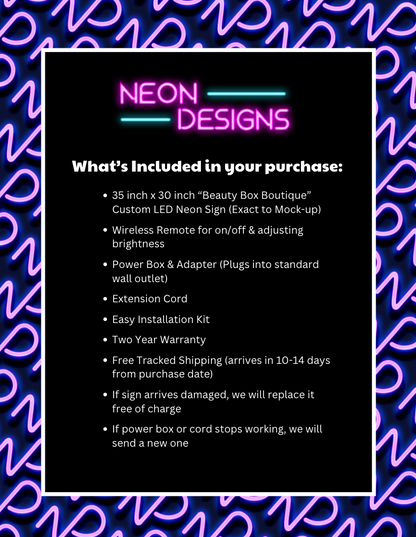 Beauty Box Boutique - Premium Neon Artwork