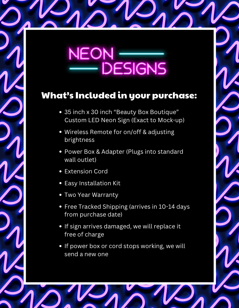 Beauty Box Boutique - Premium Neon Artwork