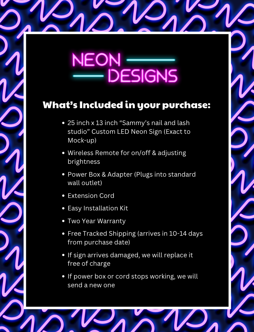 Sammy’s Nail and Lash studio - Premium Neon Artwork