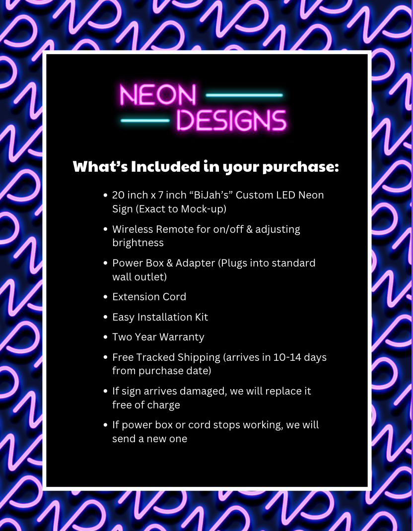 BiJah’s - Premium Neon Artwork