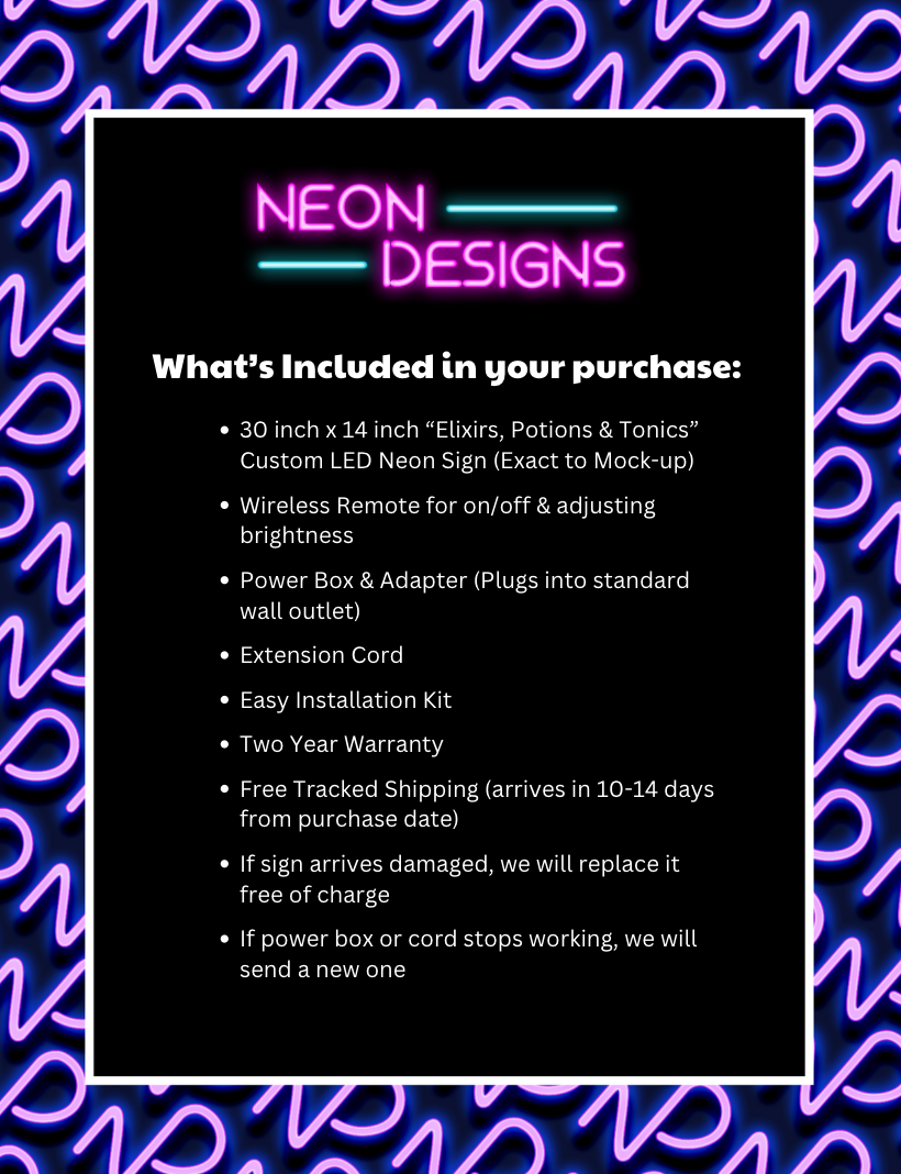 Elixirs, Potions & Tonics - Premium Neon Artwork