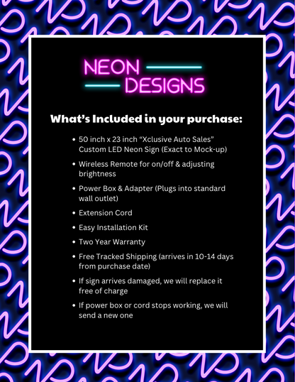 Xclusive Auto Sales - Premium Neon Artwork