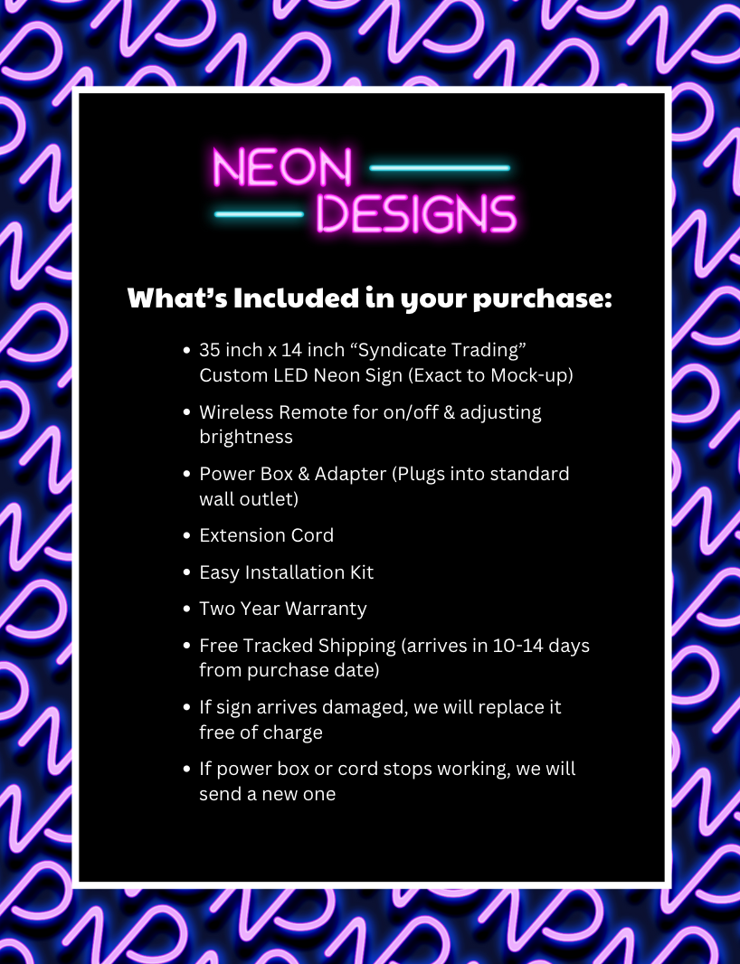 Syndicate Trading - Premium Neon Artwork