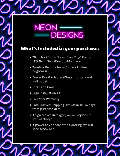 Lawn Care Plug - Premium Neon Artwork