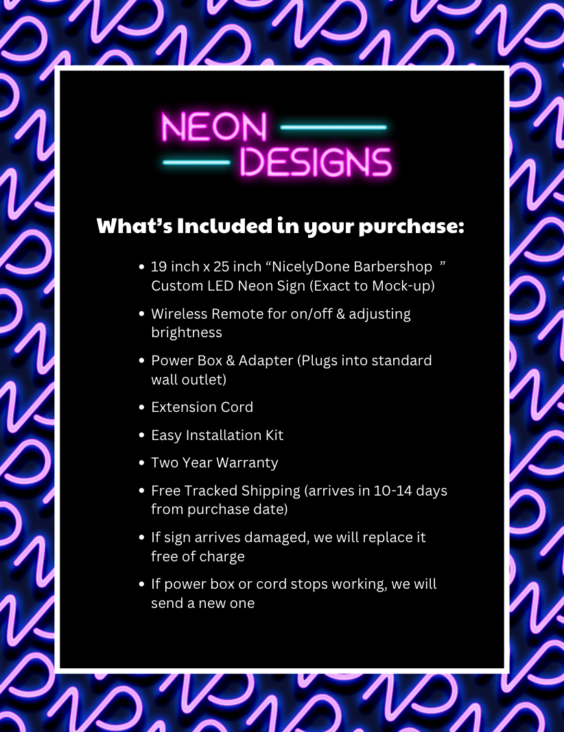 NicelyDone Barbershop - Premium Neon Artwork