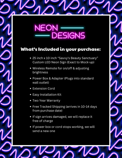 Savvy's Beauty Sanctuary - Premium Neon Artwork