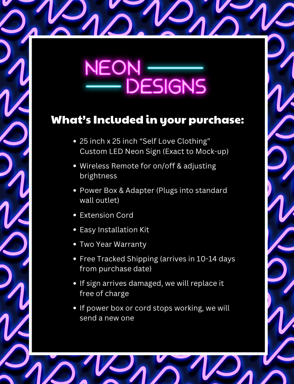 Self Love Clothing - Premium Neon Artwork
