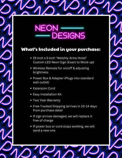 Welshly Arms Hotel - Premium Neon Artwork