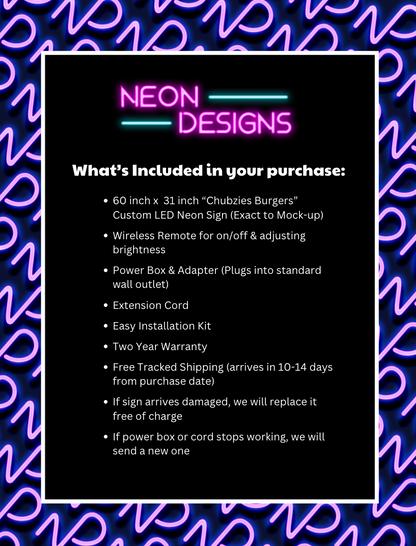 Chubzies Burgers - Premium Neon Artwork