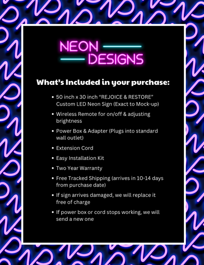 REJOICE & RESTORE - Premium Neon Artwork