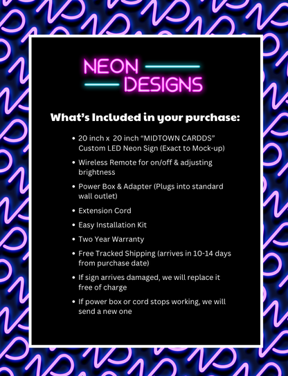 MIDTOWN CARDDS - Premium Neon Artwork