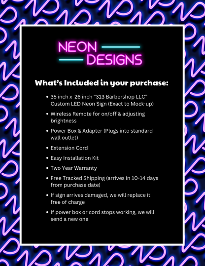 313 Barbershop LLC  - Premium Neon Artwork