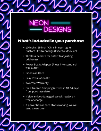 Chris in neon lights - Premium Neon Artwork