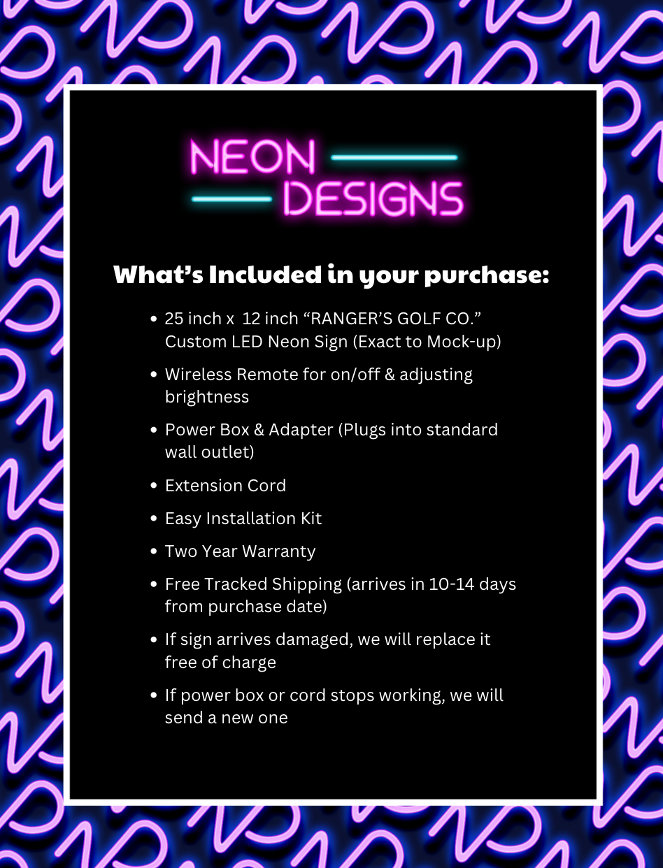 RANGER'S GOLF CO. - Premium Neon Artwork