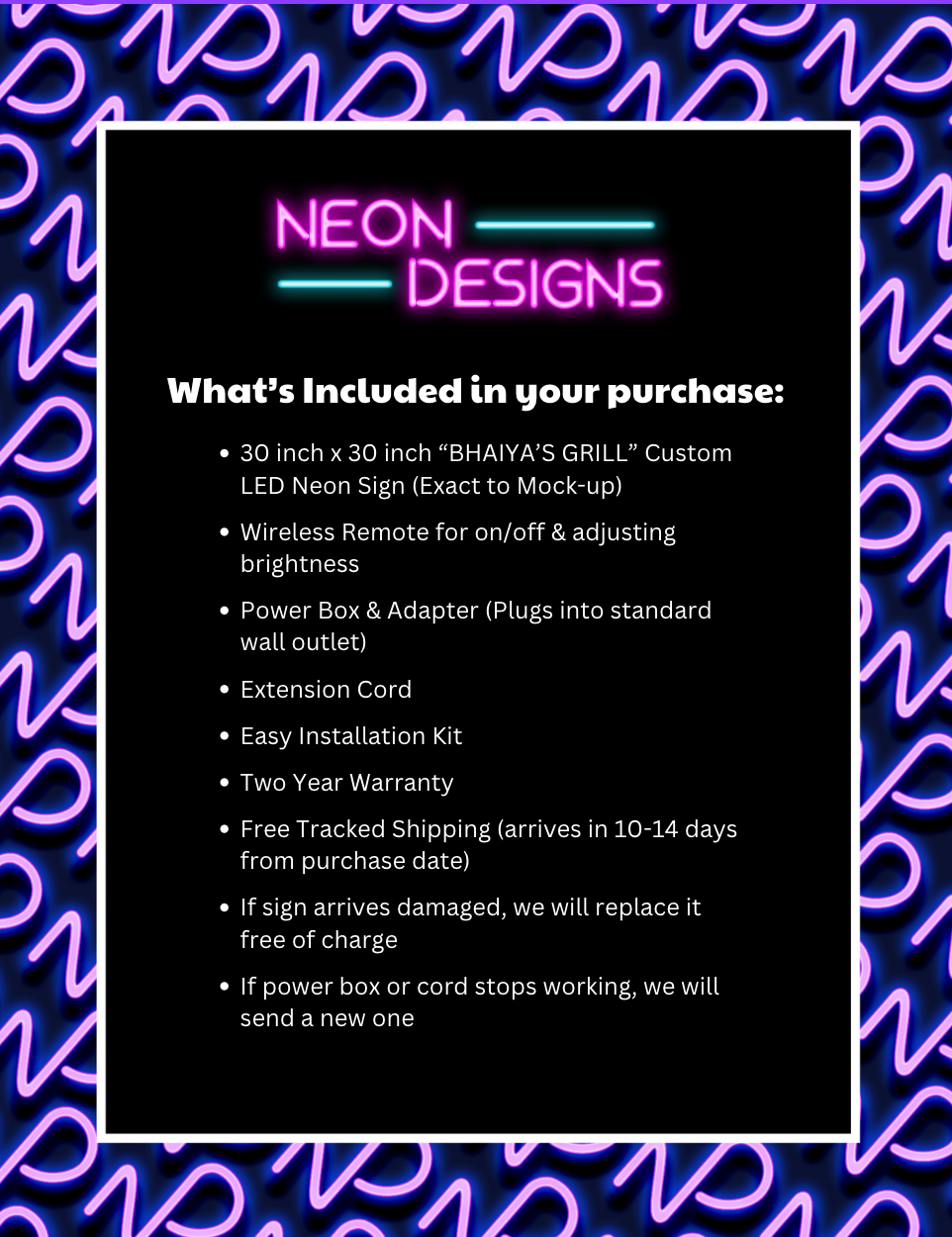 BHAIYA'S GRILL - Premium Neon Artwork