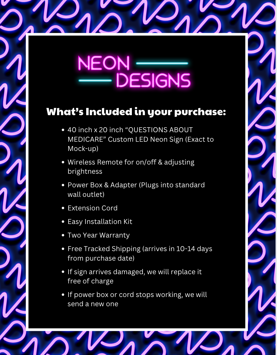 QUESTIONS ABOUT MEDICARE - Premium Neon Artwork