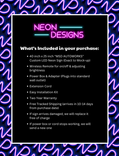 MSD AUTOWORKS - Premium Neon Artwork