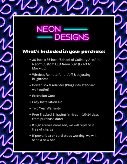 School of Culinary Arts - Premium Neon Artwork