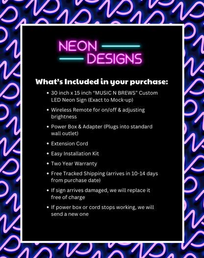 MUSIC N BREWS - Premium Neon Artwork