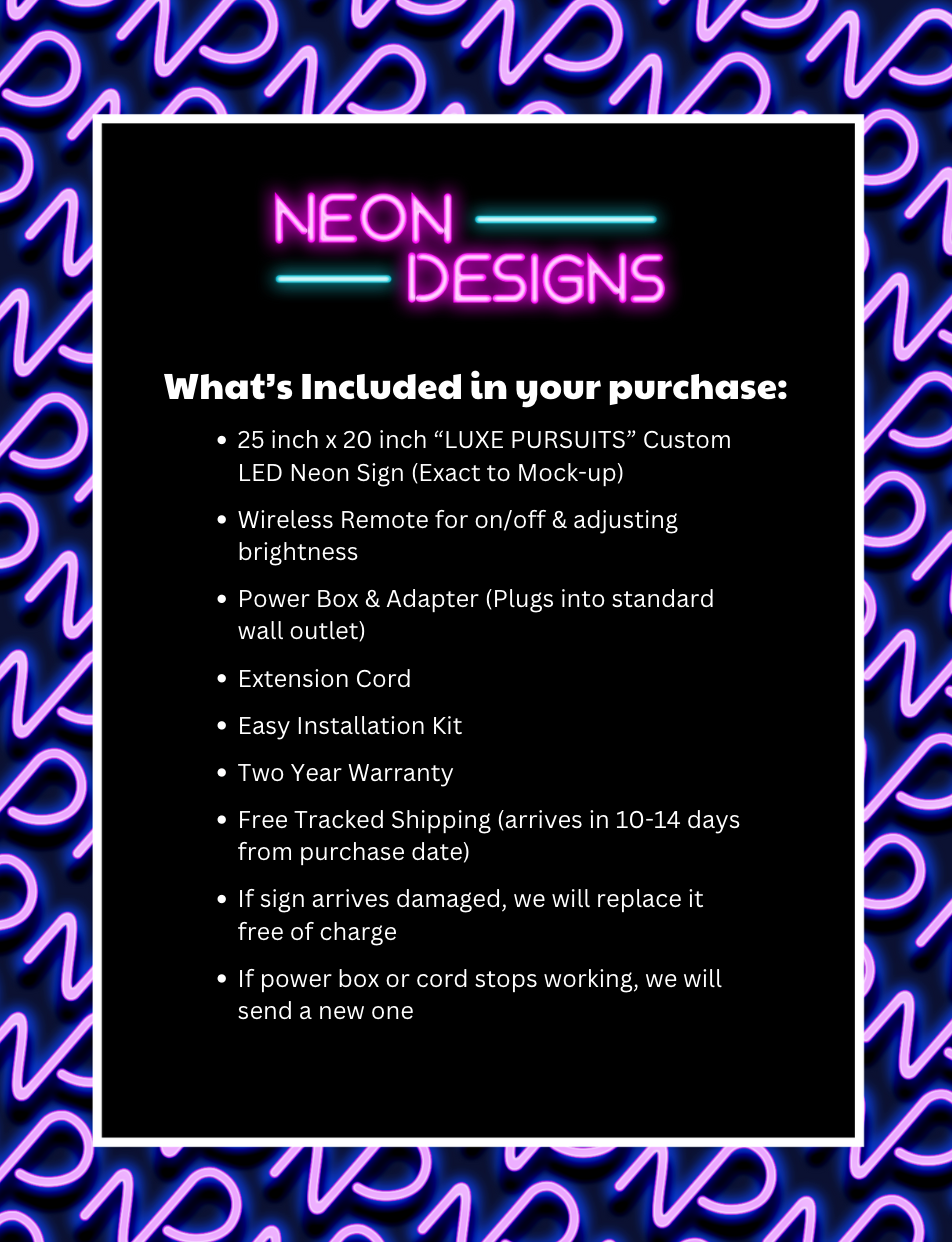 LUXE PURSUITS - Premium Neon Artwork