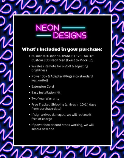 ADVANCED LEVEL AUTO - Premium Neon Artwork