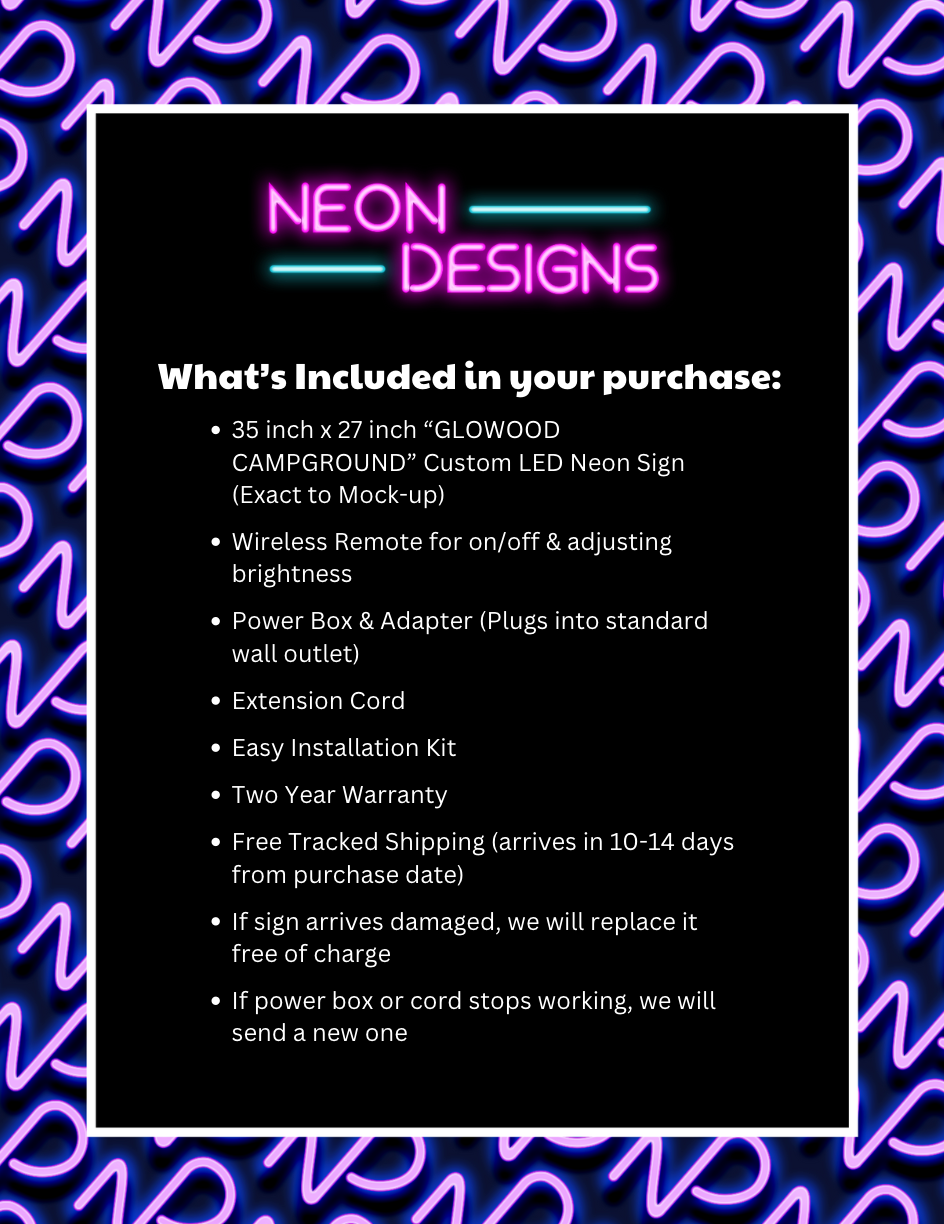 GLOWOOD CAMPGROUND - Premium Neon Artwork