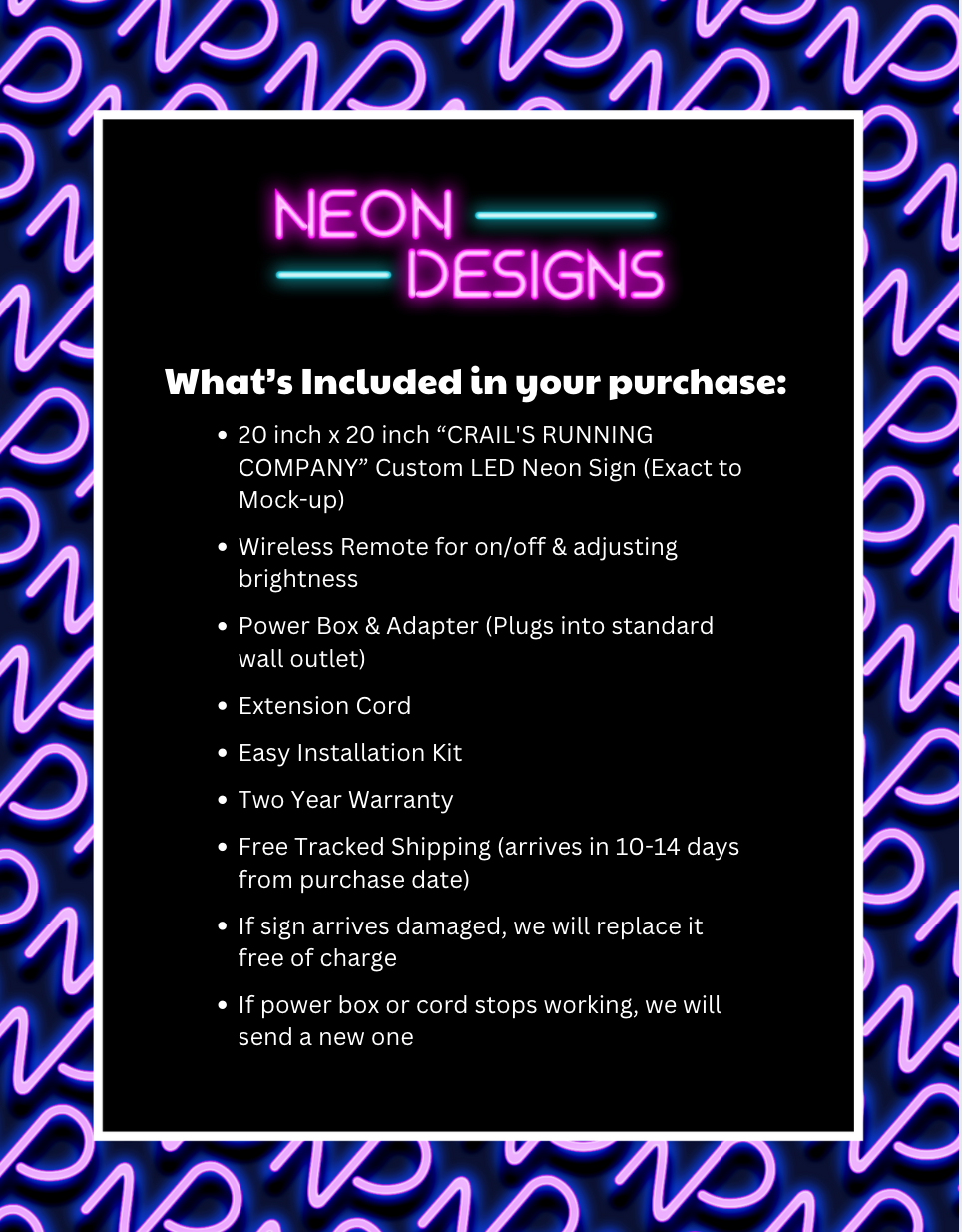 CRAIL'S RUNNING COMPANY - Premium Neon Artwork