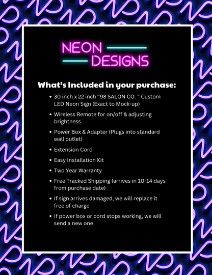 98 SALON CO. - Premium Neon Artwork