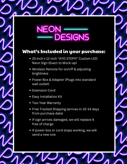 AYO STEPH version 2 - Premium Neon Artwork