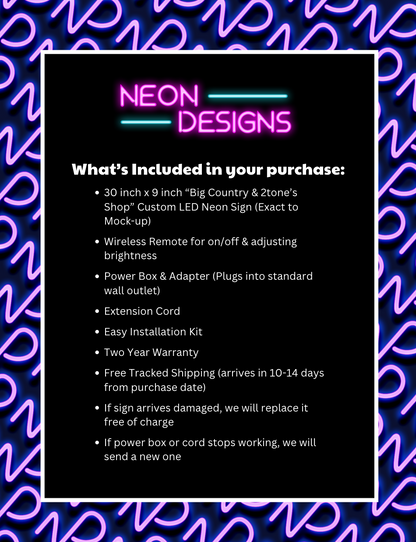 Big Country & 2tone’s Shop - Premium Neon Artwork