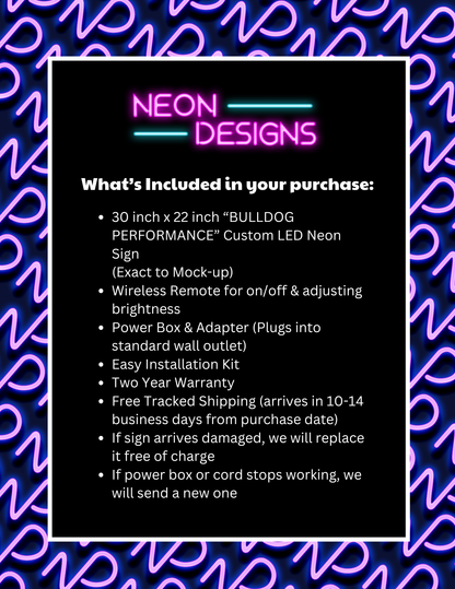 BULLDOG PERFORMANCE - Premium Neon Artwork