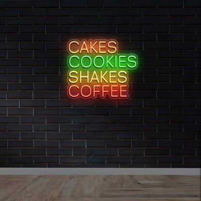 CAKES COOKIES SHAKES COFFEE - Premium Neon Artwork