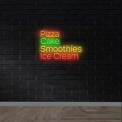Pizza Cake Smoothies Ice Cream -  Premium Neon Artwork