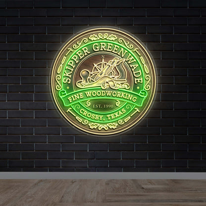Skipper Green Wade Fine Woodworking - Premium Neon Artwork