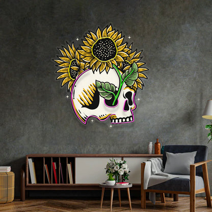 Sunflower Skull - Premium Neon Artwork